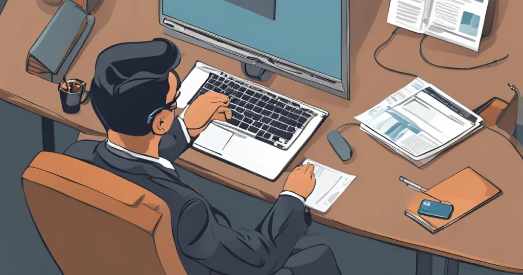Candidate Preparing for an Interview with ChatGPT on a Laptop